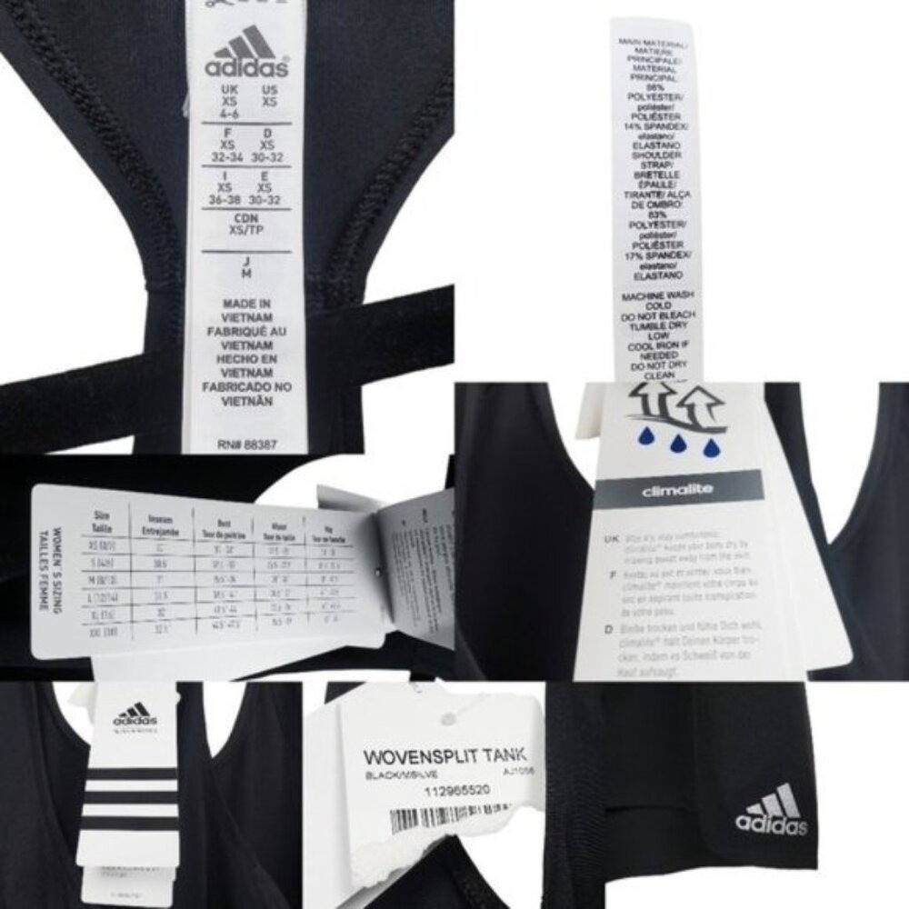 Adidas Womens Sleeveless Black Split Back Tank Top Size XS NWT - Picture 5 of 5